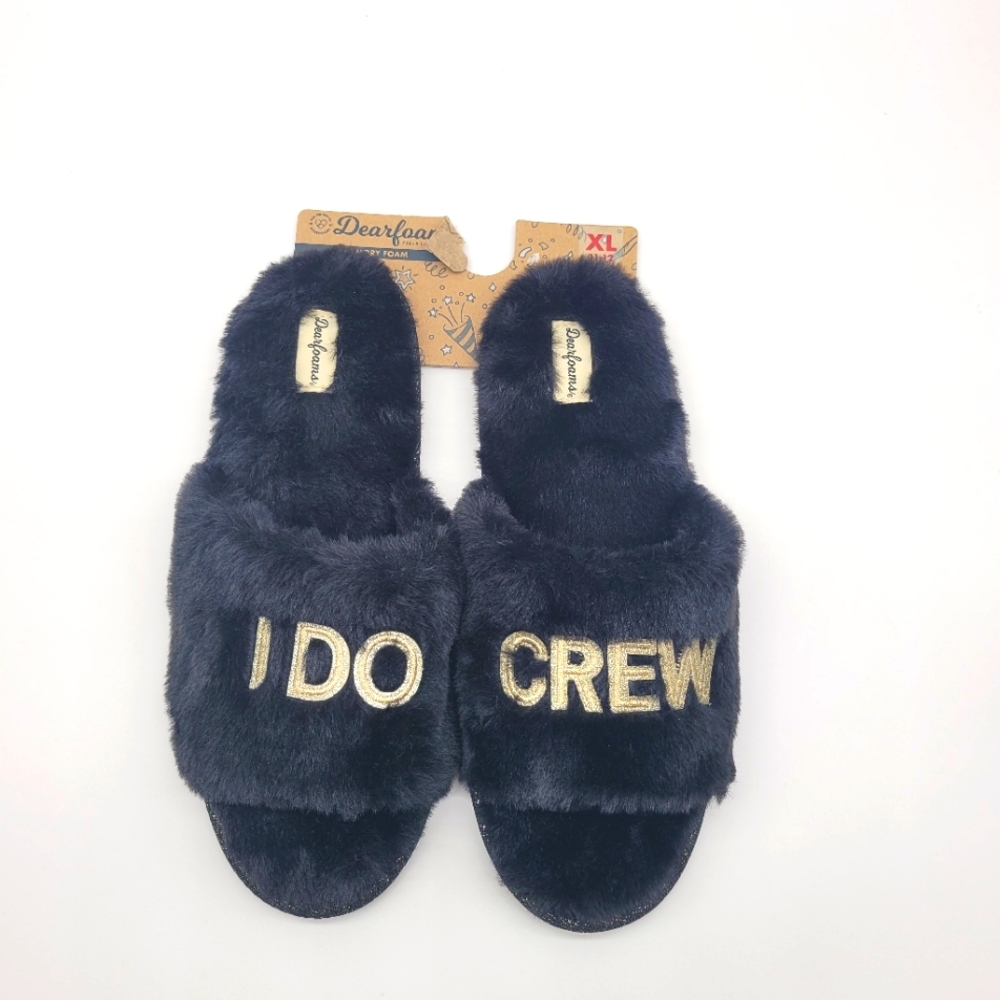 “I Do Crew” Dearfoams Slippers Wedding Bridal Slides Shoes XL